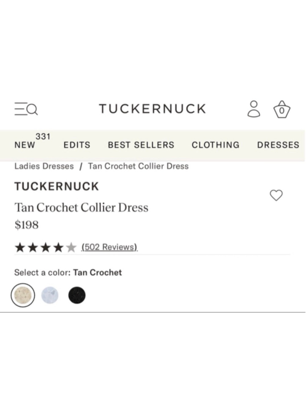 NWT Tuckernuck Tan Crochet Collier Mini Dress XL - Picture 7 of 8